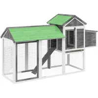 vidaXL Kippenhok 193x65x117 cm massief grenenhout grijs