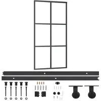 vidaXL Schuifdeur met beslag 102x205 cm aluminium en ESG-glas