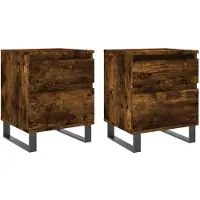 vidaXL Nachtkastjes 2 st 40x35x50 cm bewerkt hout gerookt eikenkleurig