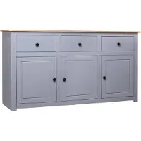 vidaXL Dressoir Panama Range 135x40x80 cm massief grenenhout grijs