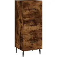 vidaXL Dressoir, gerookt eikenfineer, 34,5 x 34 x 90 cm, houtvezelplaat