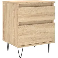vidaXL Nachtkastje 40x35x50 cm bewerkt hout sonoma eikenkleurig