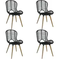 vidaXL Eetkamerstoelen 4 st natuurlijk rattan zwart