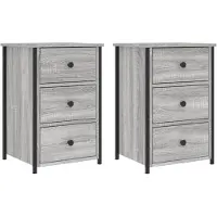vidaXL Nachtkastjes 2 st 40x36x60 cm bewerkt hout grijs sonoma eiken