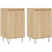 vidaXL Dressoirs 2 st 40x35x70 cm bewerkt hout sonoma eikenkleurig