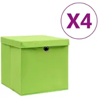 vidaXL Opbergboxen met deksel 4 st 28x28x28 cm groen
