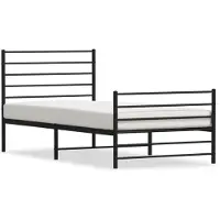 vidaXL Bedframe met hoofd- en voeteneinde metaal zwart 107x203 cm