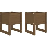 vidaXL Plantenbakken 2 st 40x40x52,5 cm massief grenenhout honingbruin