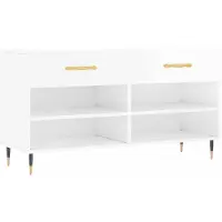 vidaXL Schoenenbank 102x35x55 cm bewerkt hout hoogglans wit