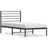 vidaXL Bedframe met hoofdbord metaal zwart 90x200 cm