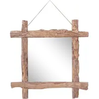 vidaXL Spiegel houtblokken70x70 cm gerecycled teakhout naturel