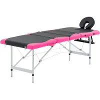 vidaXL Massagetafel inklapbaar 4 zones aluminium zwart en roze