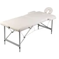 vidaXL Massagetafel met 2 zones inklapbaar aluminium frame crèmewit