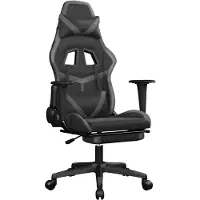 vidaXL Gamingstoel met massagefunctie en voetsteun, zwart en grijs, kunstleer
