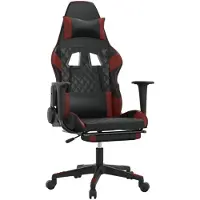vidaXL Gaming stoel met massagefunctie en voetsteun, zwart, wijnrood, kunstleer