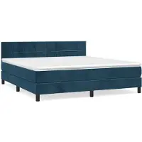 vidaXL Boxspring met matras fluweel donkerblauw 160x200 cm
