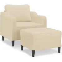 vidaXL Fauteuil met voetenbank 60 cm stof crèmekleurig