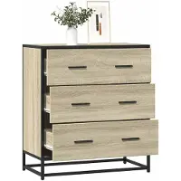 vidaXL Dressoir 68x35x76 cm bewerkt hout en metaal sonoma eikenkleur