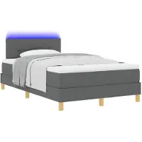 vidaXL LED boxspringbed met hoofdeinde, donkergrijs, 120 x 190 cm, gestoffeerd