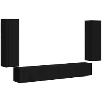 vidaXL Tv Wandkast Set 4 st Zwart Bewerkt hout