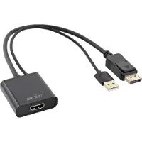 InLine HDMI female naar DisplayPort male converter kabel, 4K, zwart/goud, 0,3 m