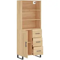 vidaXL Hoge kast 69,5x34x180 cm bewerkt hout sonoma eikenkleurig