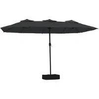 vidaXL Parasol dubbel dak met LED 449x265 cm zwart