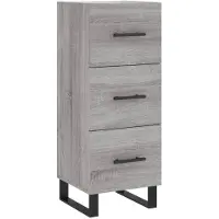 vidaXL Hoge kast 34,5x34x180 cm bewerkt hout grijs sonoma eikenkleurig