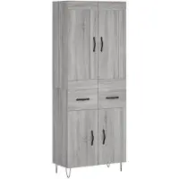 vidaXL Hoge kast, grijs Sonoma, 69,5 x 34 x 180 cm, houtvezel
