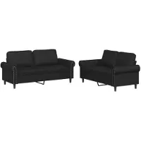 vidaXL 2-delige Loungeset met kussens kunstleer zwart