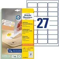 Avery-Zweckform Etiket L4737REV-25 63.5x29.6mm wit 675 stuks