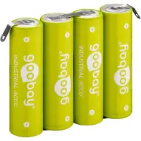 Goobay 55580, 4x AA (Mignon) - 2100 mAh, groen - Soldeercontacten (Z), nikkel-metaalhydride batterij (NiMH), 4,8 V