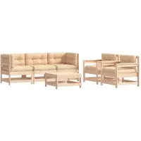 vidaXL 6-delige Loungeset met kussens massief hout