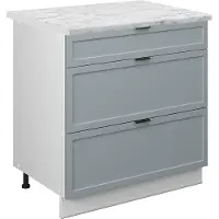 Vicco Keukenonderkast Fame-Line Licht blauw-grijs 80 cm met 3 laden, WB Marmer, Model 50867