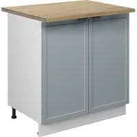 Vicco Keukenonderkast Fame-Line Licht blauw-grijs/Wit 80 cm goudkleurig eiken werkblad, Model 50738