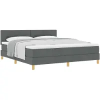 vidaXL Boxspring bed met kussen Donkergrijs 180 x 200 cm Stof