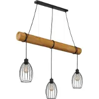 Globo Landelijke hanglamp Berti 3-lichts hout met zwart