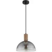 Globo Landelijke hanglamp Romy zwart met hout