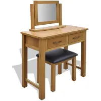 vidaXL Kaptafel met krukje massief eikenhout
