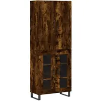 vidaXL Hoge kast 69,5x34x180 cm bewerkt hout gerookt eikenkleurig