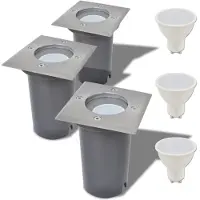 vidaXL LED inbouwspots voor buiten, 3 stuks, vierkant