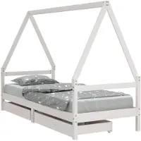 vidaXL Kinderbed met lades, wit, 80x200 cm, massief grenenhout
