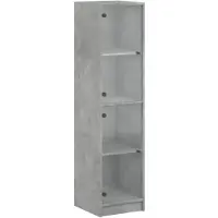 vidaXL Hoge kast met glazen deuren 35x37x142 cm betongrijs