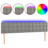 vidaXL Hoofdbord LED 200x5x78/88 cm fluweel lichtgrijs