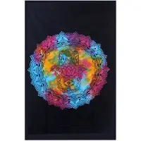 Ancient Wisdom Tweepersoons Katoenen Sprei - Zwarte Hamsa - Muurbevestiging - Wandkleed - 230x200 cm