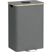 Songmics - Wasmand - Flessencontainer 100 L - Recyclingbak met Deksel en Binnenzak - Voor Keuken