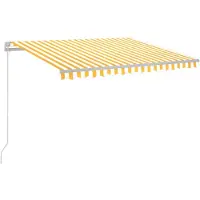 vidaXL Luifel handmatig uittrekbaar met LED 300x250 cm geel en wit