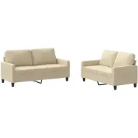 vidaXL 2-delige Loungeset met kussens stof crèmekleurig