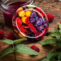 Kadax Wekpotten 540 ml, inmaakpot om in te zetten, inmaakpotten voor schroefdeksel, jampot, voorraadpot, conservenglas, ronde glazen (fruit/8 stuks)