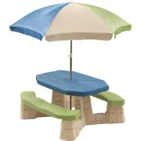 Step2 Naturally Playful Picknicktafel met Parasol groen/blauw